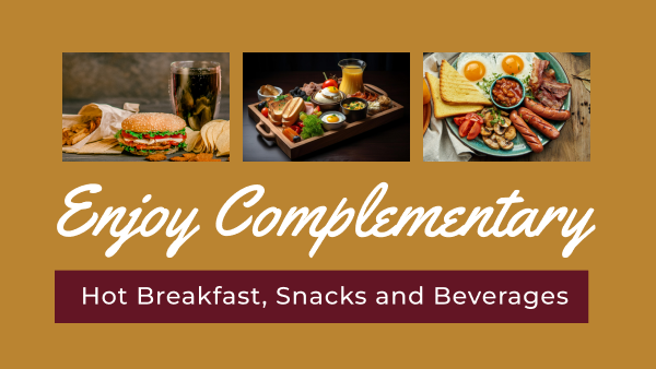 Enjoy Complimentary Hot Breakfast, and Complimentary 24-Hour Snacks and Beverages.